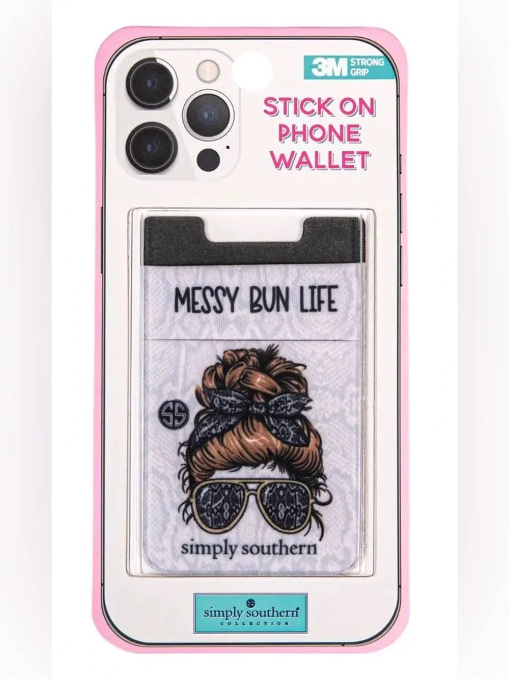Simply Southern Stick-On Phone Wallet - White with Brown Hair and Black Bandana